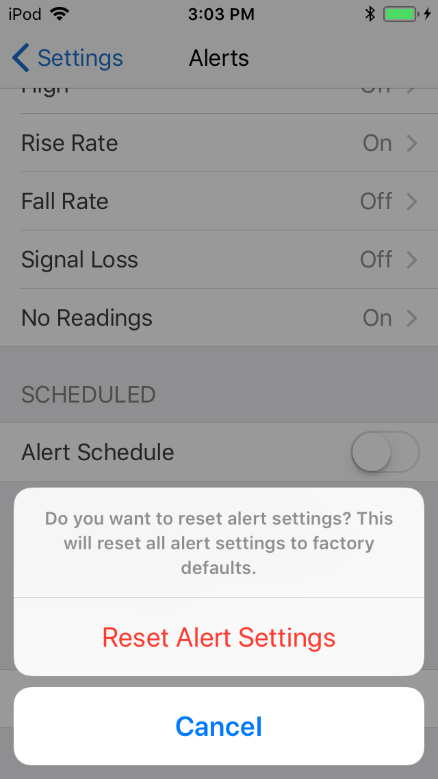 Reset Alert Settings