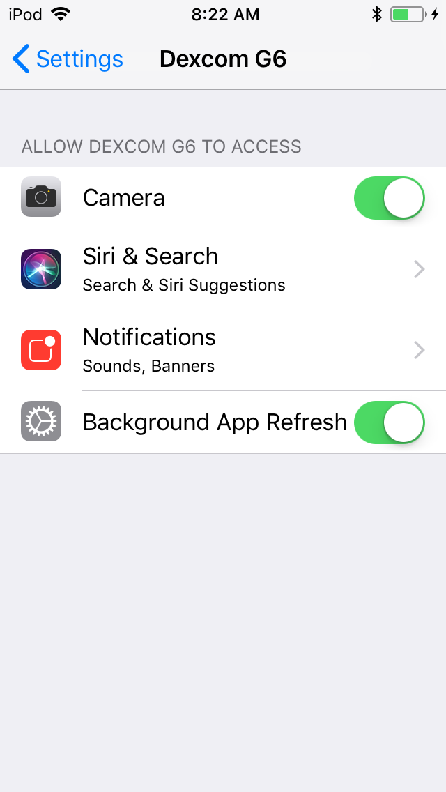 G6 App Settings